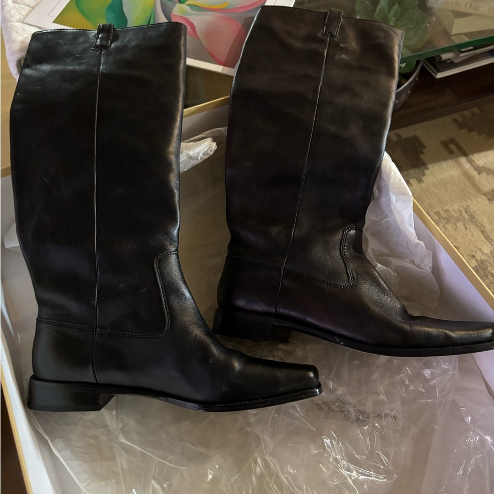 Michael Kors Dark Leather Heeled Boots - Picture 3 of 5